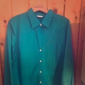 Green Calvin Klein stretch-knit top